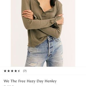Free people Henley top in Army